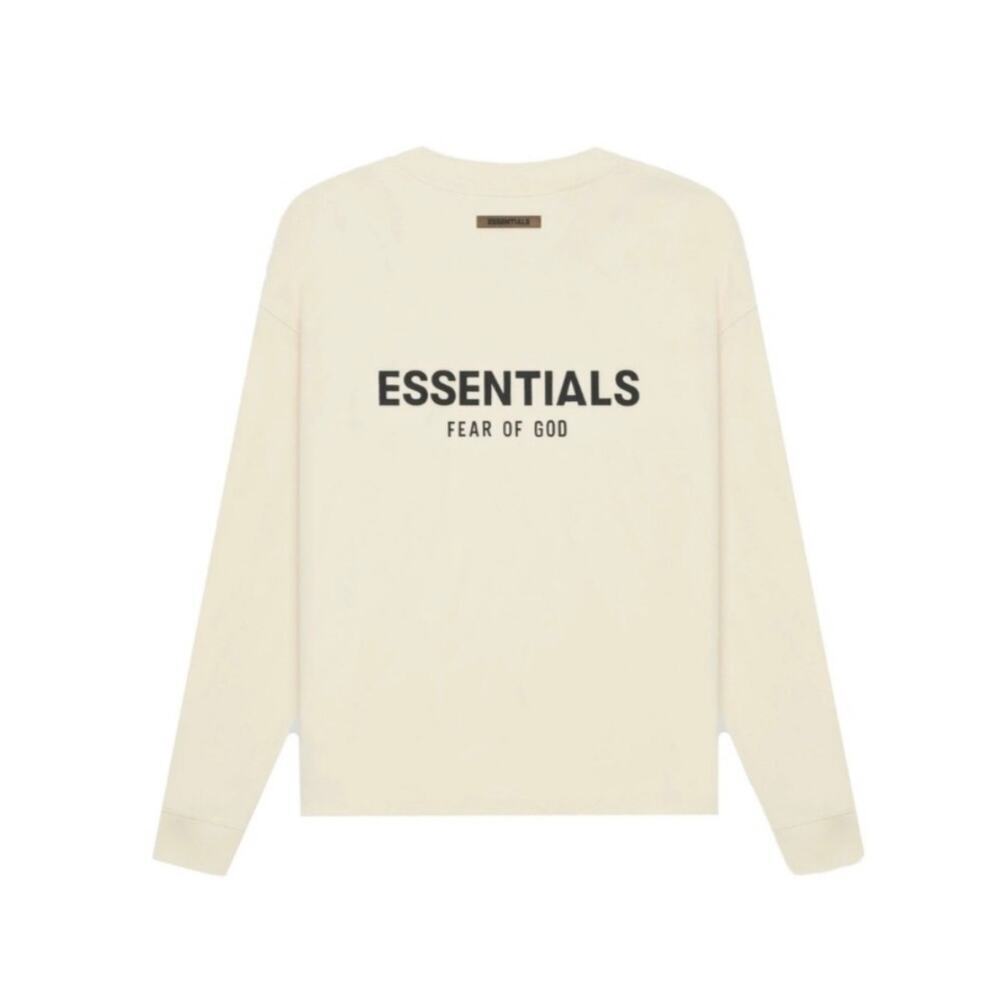 Fear of God Esssentials Long Sleeve T- Shirt Cream XXS Minimal  Logo Back Unisex